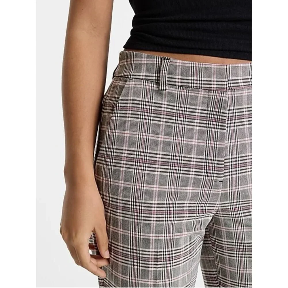 NEW Express Editor Super High Waisted Plaid Straight Ankle Pant Size 10 Long
